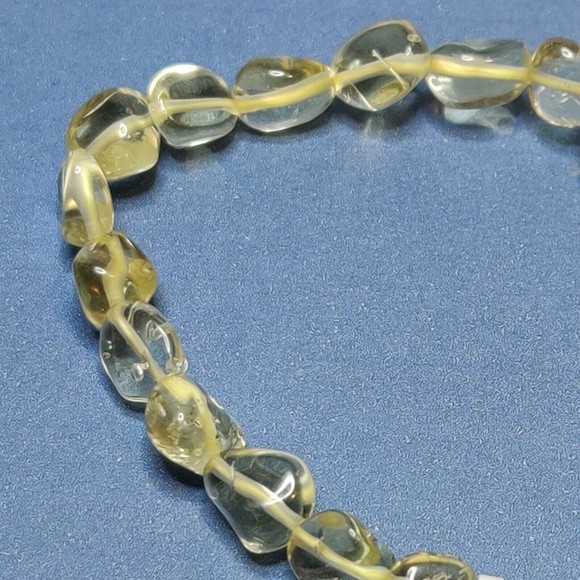 LEMON QUARTZ STRETCHY NUGGET BRACELET NATURAL STONE w/ FREE FELT POUCH - Picture 6 of 7